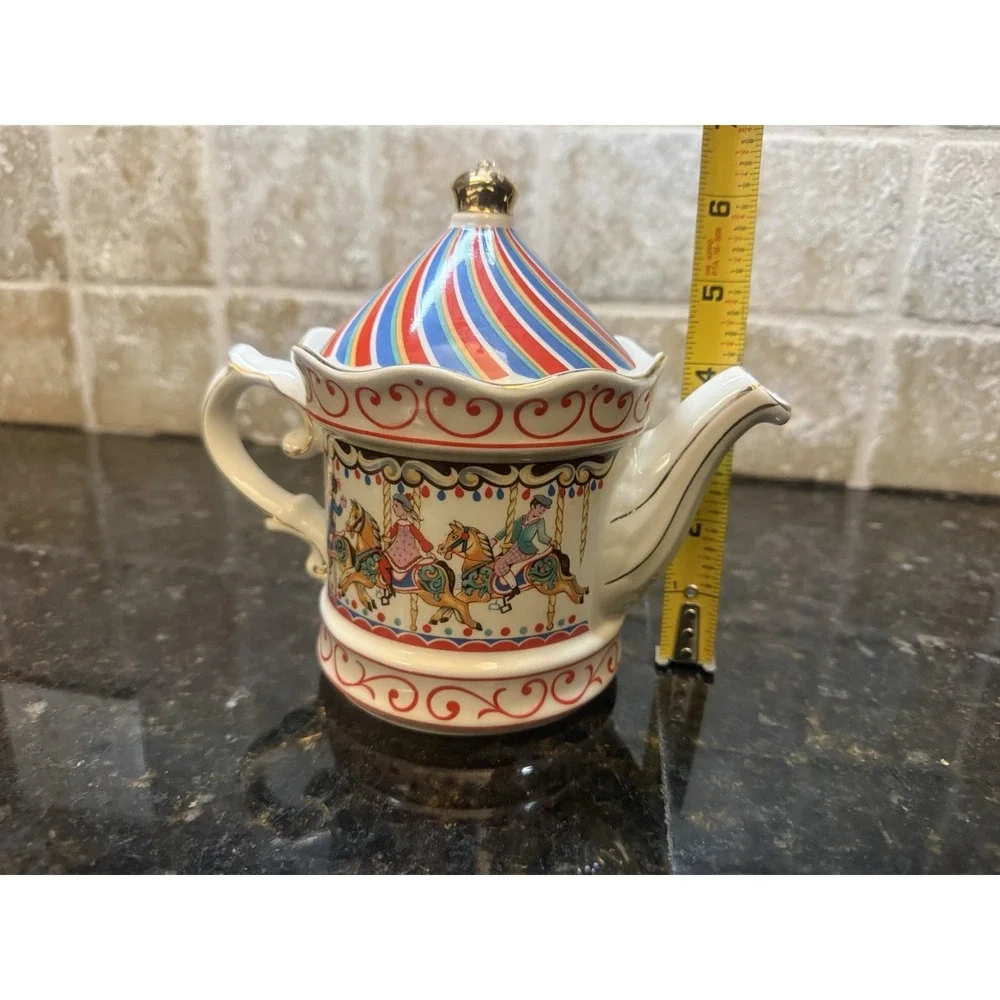 Vintage Sadler Edwardian Windsor Band Carousel Circus Teapot Made In England
